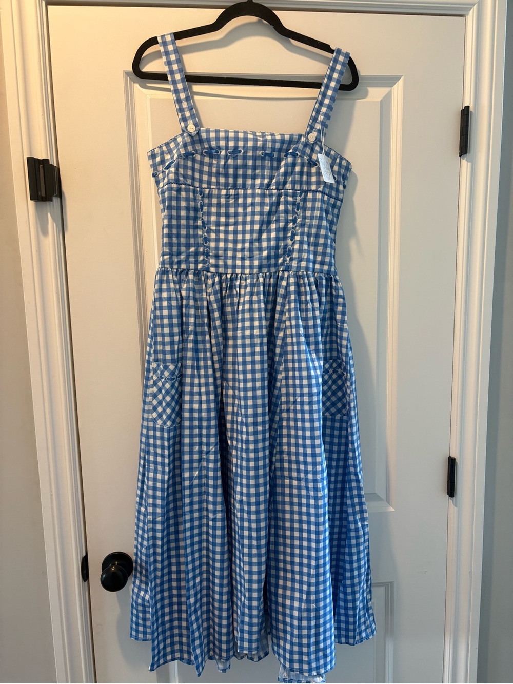 Woman’s  Blue Gingham Sundress with Pockets